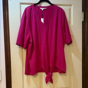 Chico’s 4 tie front Vibrant Pink V-Neck Women's Top
